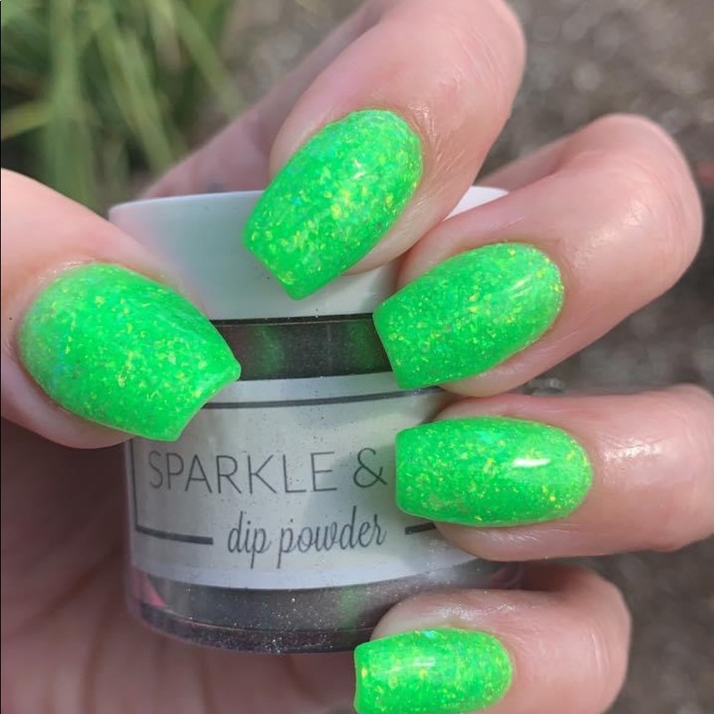 Sparkle & Co Just Another Mani Monday Green Gold Flakes Nail Dip Powder Color
